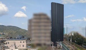 糸島市の波多江駅前でアンテナ工事